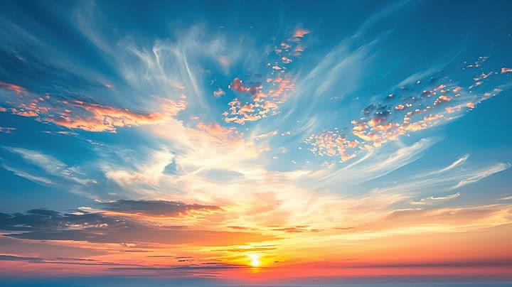 Vibrant sunset sky with dramatic clouds